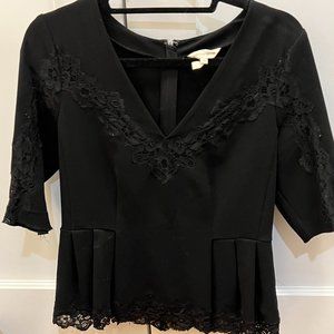 Rebecca Taylor Black Lace Top